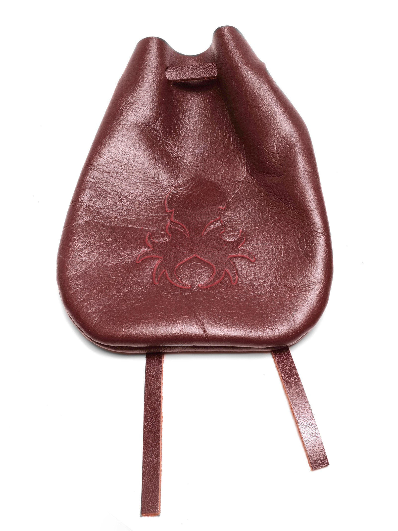 Medium Mahogany Leather Dice Bag