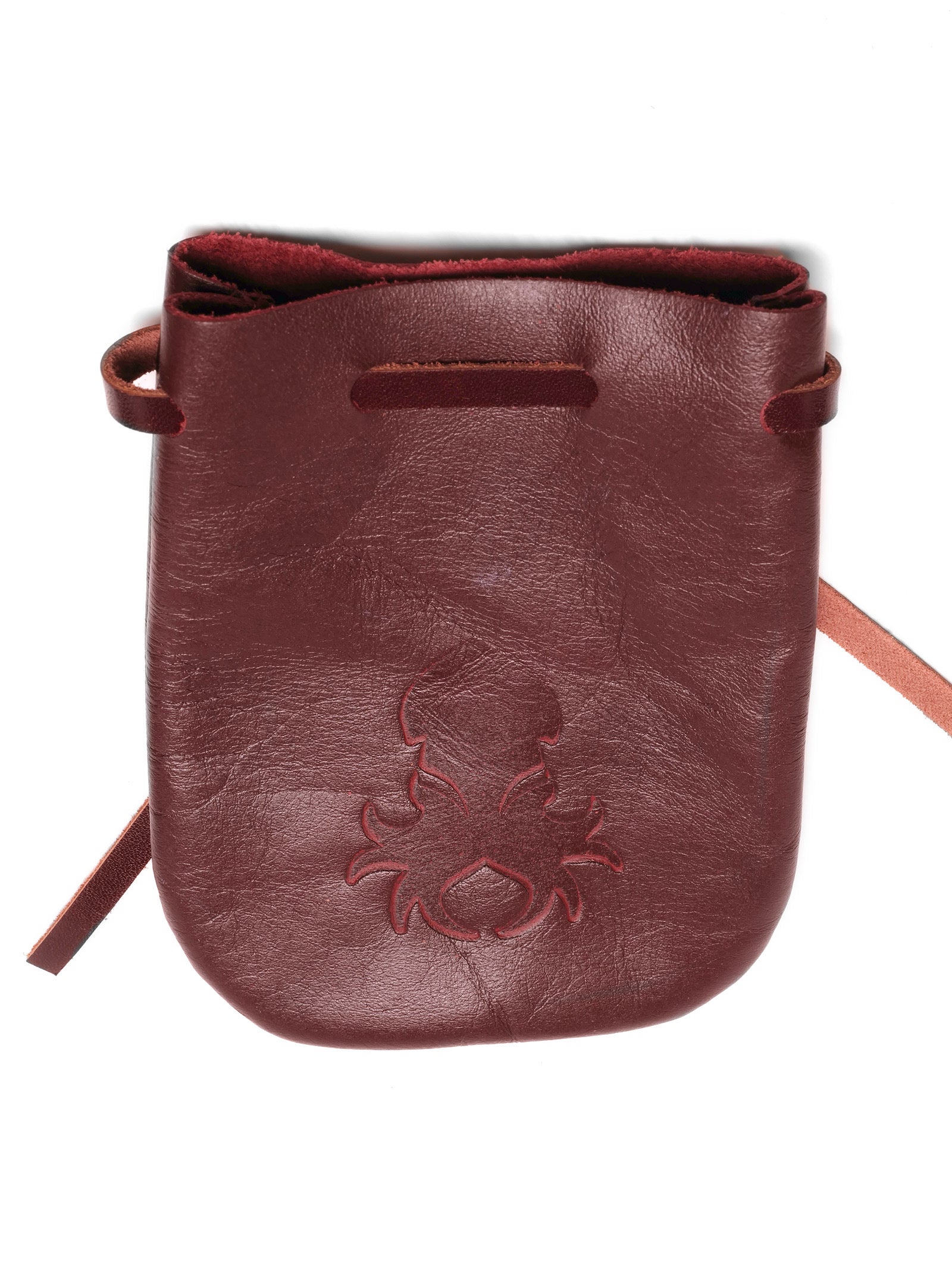 Medium Mahogany Leather Dice Bag