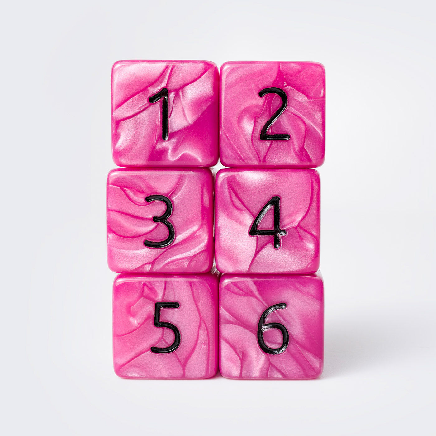 Kraken Signature's Pop Pink with Black Ink Polyhedral RPG D6 Dice Set