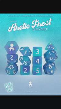 Arctic Frost Quencher Glow in the Dark 12pc Dice Set inked in Silver