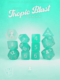 Tropic Blast Glow in the Dark 12pc Dice Set inked in Silver