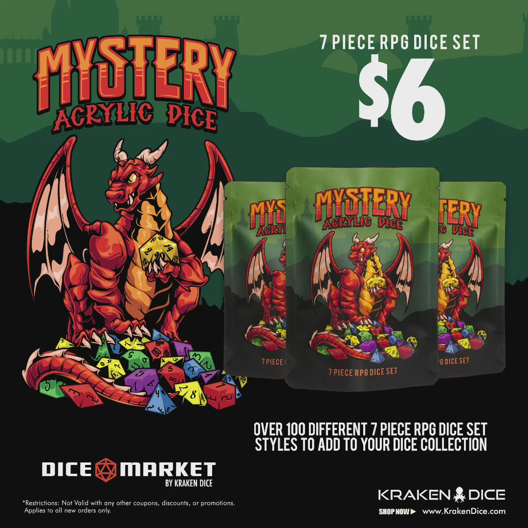 Dice Market Mystery Acrylic 7pc Dice Set – Kraken Dice