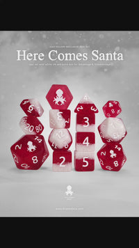 Here Comes Santa 14pc Dice Set Inked in White