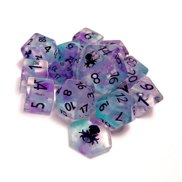 Matilda's Ethereal Shaman 14pc Dice Set Inked in Amethyst