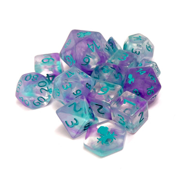 Matilda's Ethereal Shaman 14pc Dice Set Inked in Turquoise
