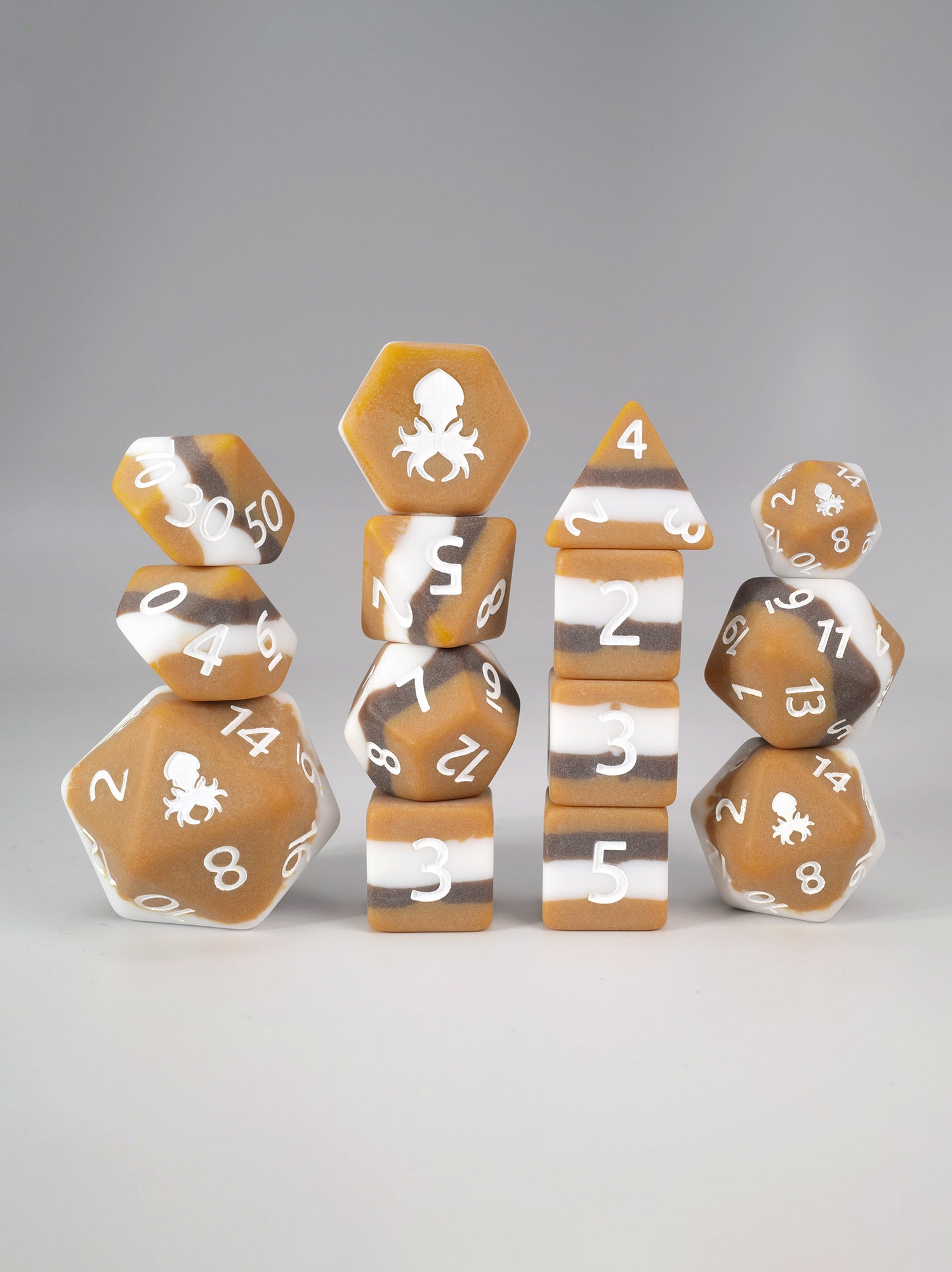 S'Mores 14pc Dice Set Inked in White