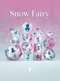 Snow Fairy 14pc Dice Set inked in Metallic Blue
