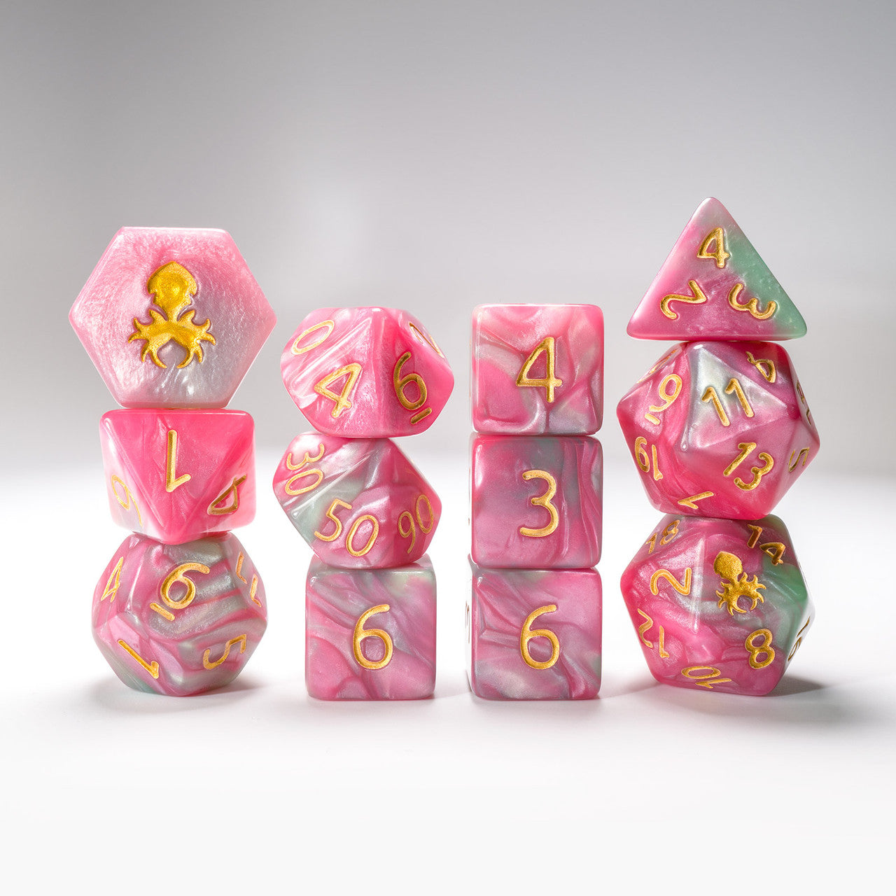 Flamingo Paradice  12pc RPG Dice Set with Gold Ink