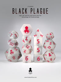 Black Plague 14pc Glow in the Dark Red Ink Dice Set