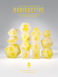 Mutagen: Radioactive 14pc Glow in the Dark Yellow Ink Dice Set