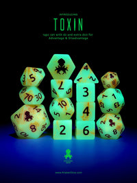 Mutagen:Toxin 14pc Glow in the Dark Orange Ink Dice Set