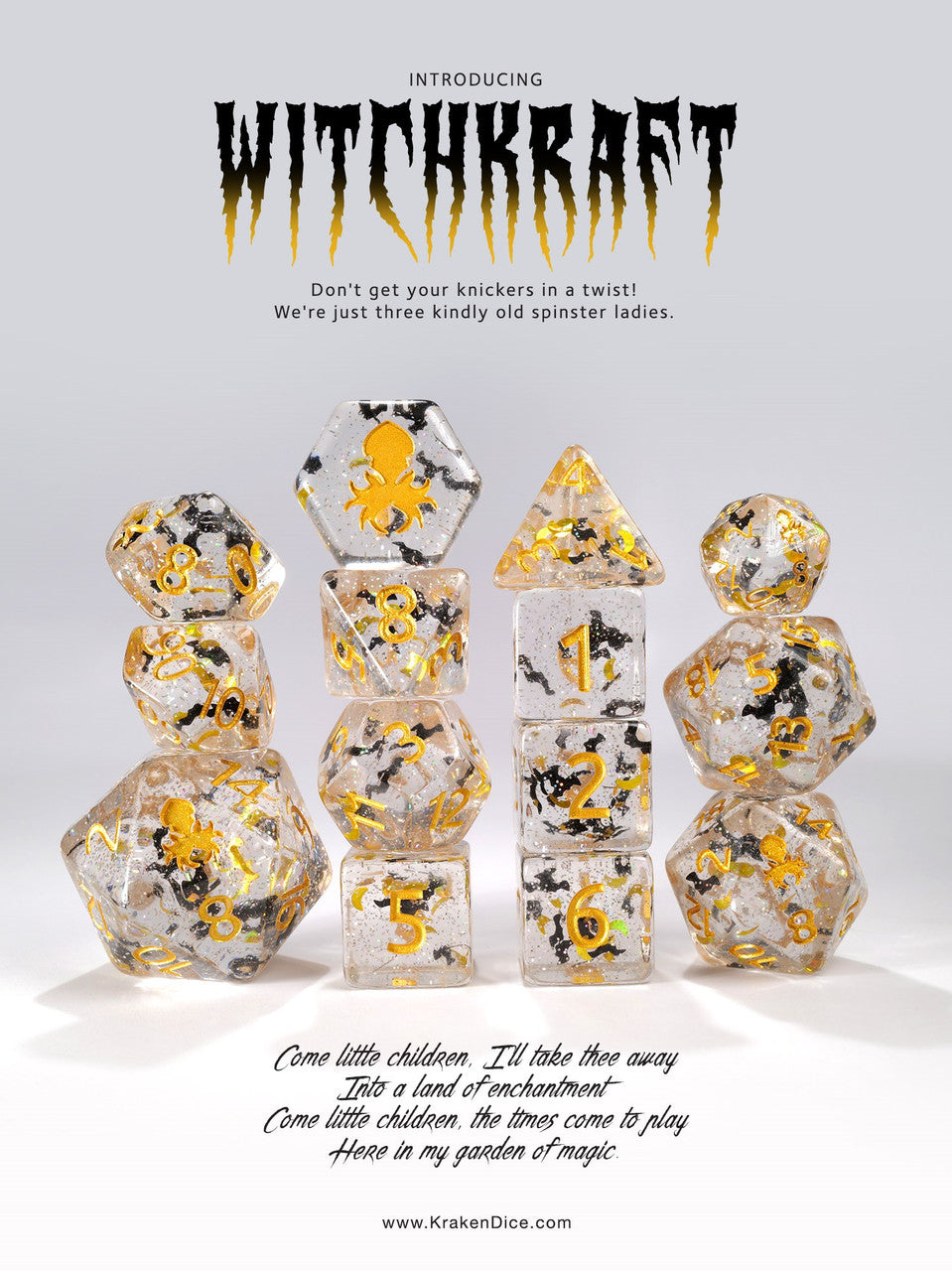 WitchKraft Gold Ink 14pc Limited Edition Dice Set