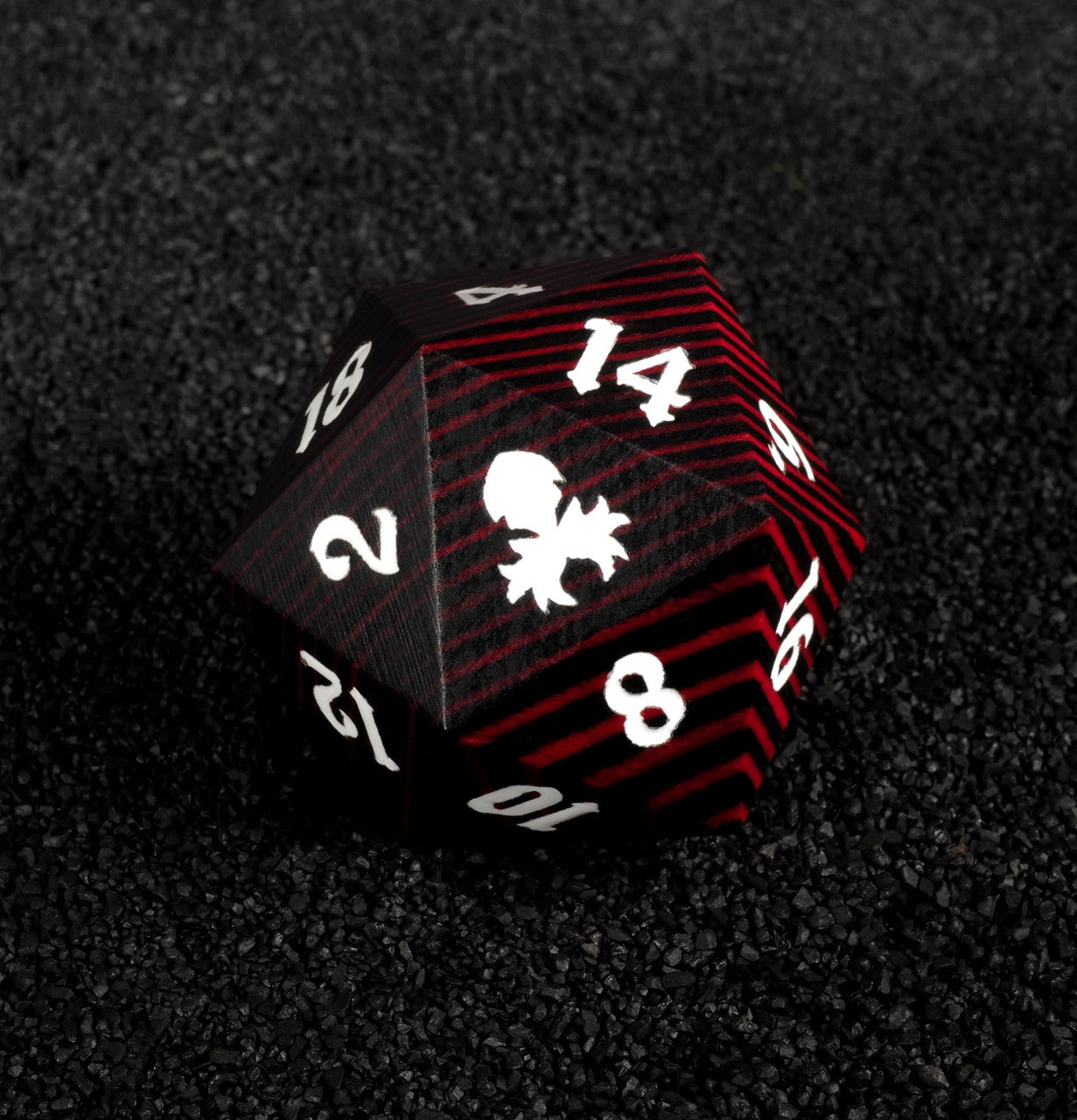 Black and Red 30mm Wooden D20