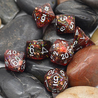 Burning Glitter filled with Silver ink 7pc Polyhedral Dice Set
