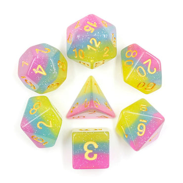 Candyland Semi-Translucent Pastel Glitter 7pc Dice Set