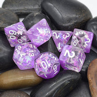 Dreamlike Purple Puzzle Filled 7pc Polyhedral Dice Set