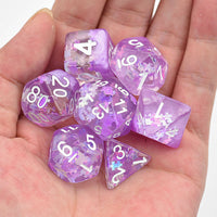 Dreamlike Purple Puzzle Filled 7pc Polyhedral Dice Set