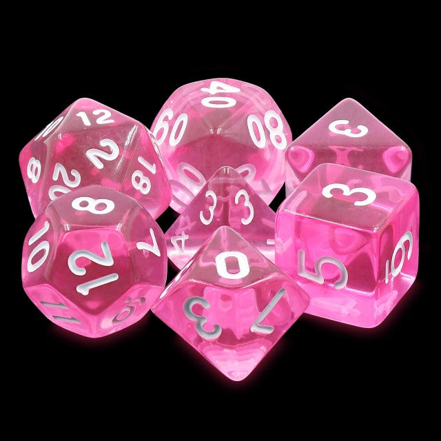 7pc Magenta Gems Translucent Polyhedral RPG Dice Set