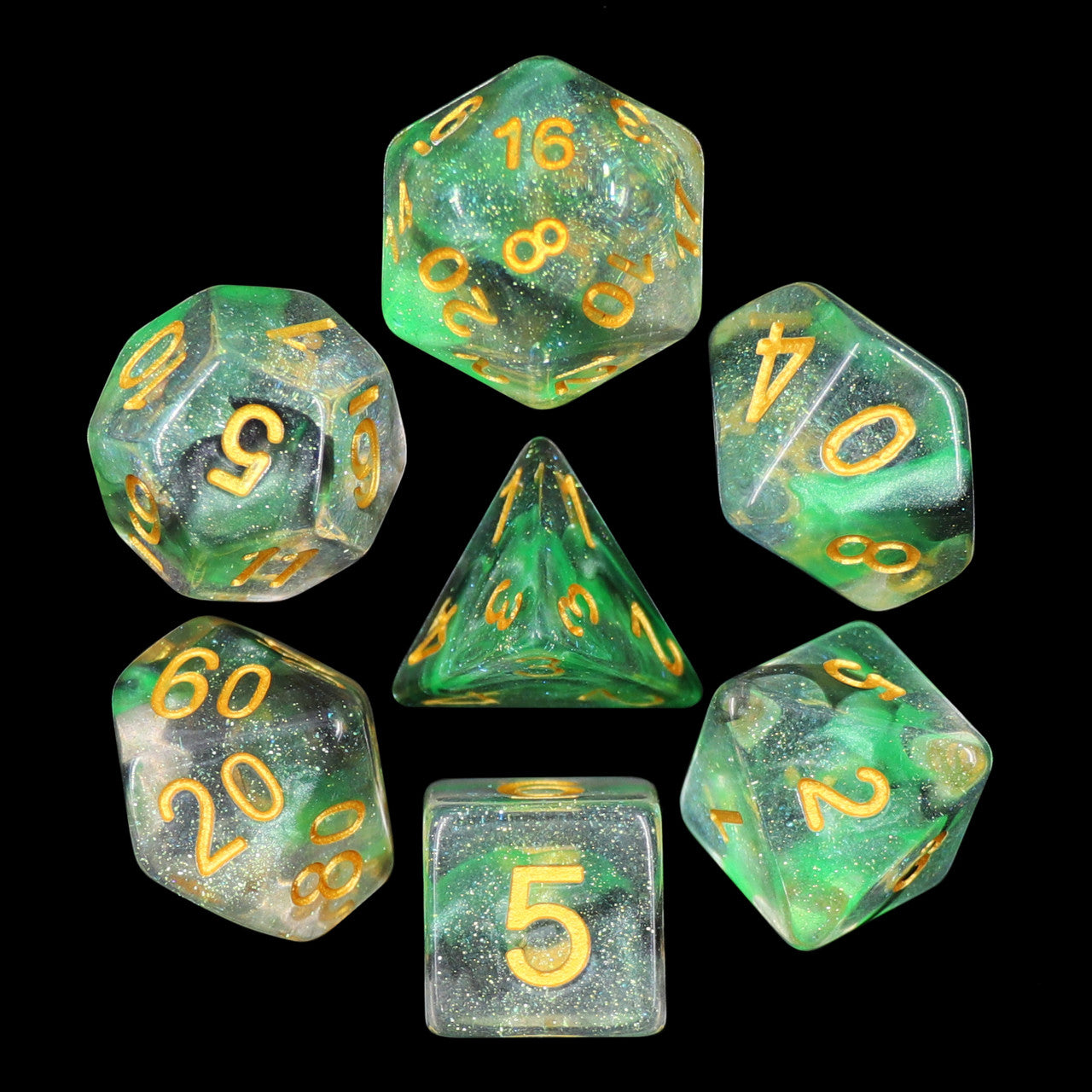 Luminous Venom Polyhedral 7pc Dice Set