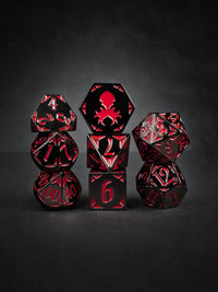 Prince's Dark Rite  8pc Black and Red TTRPG Dice Set