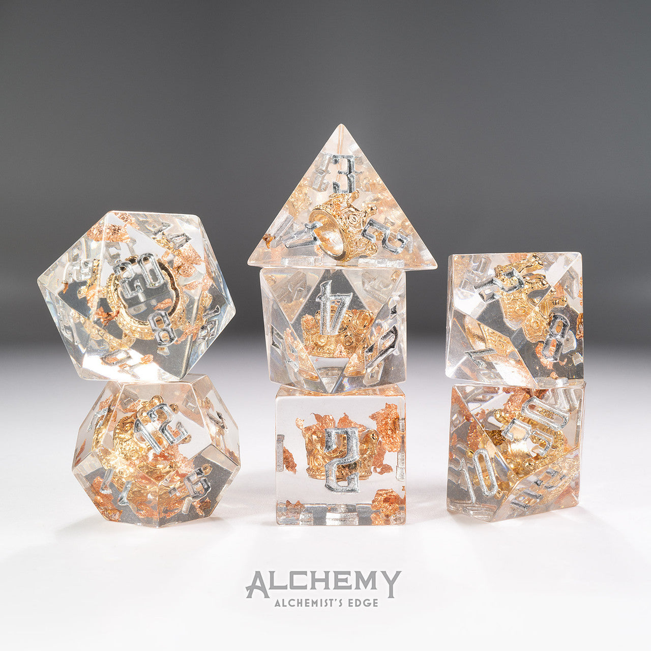 7pc Alchemist's Edge Venus Crown with Silver Ink by Alchemy Dice