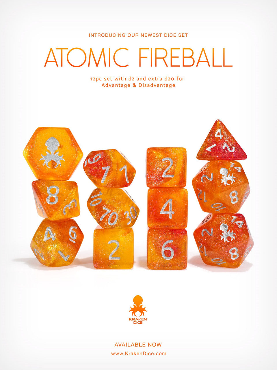 Kraken's Atomic Fireball 12pc Polyhedral Dice Set