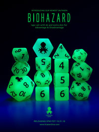 Biohazard Glow in the Dark 14pc Dice Set with Green Ink