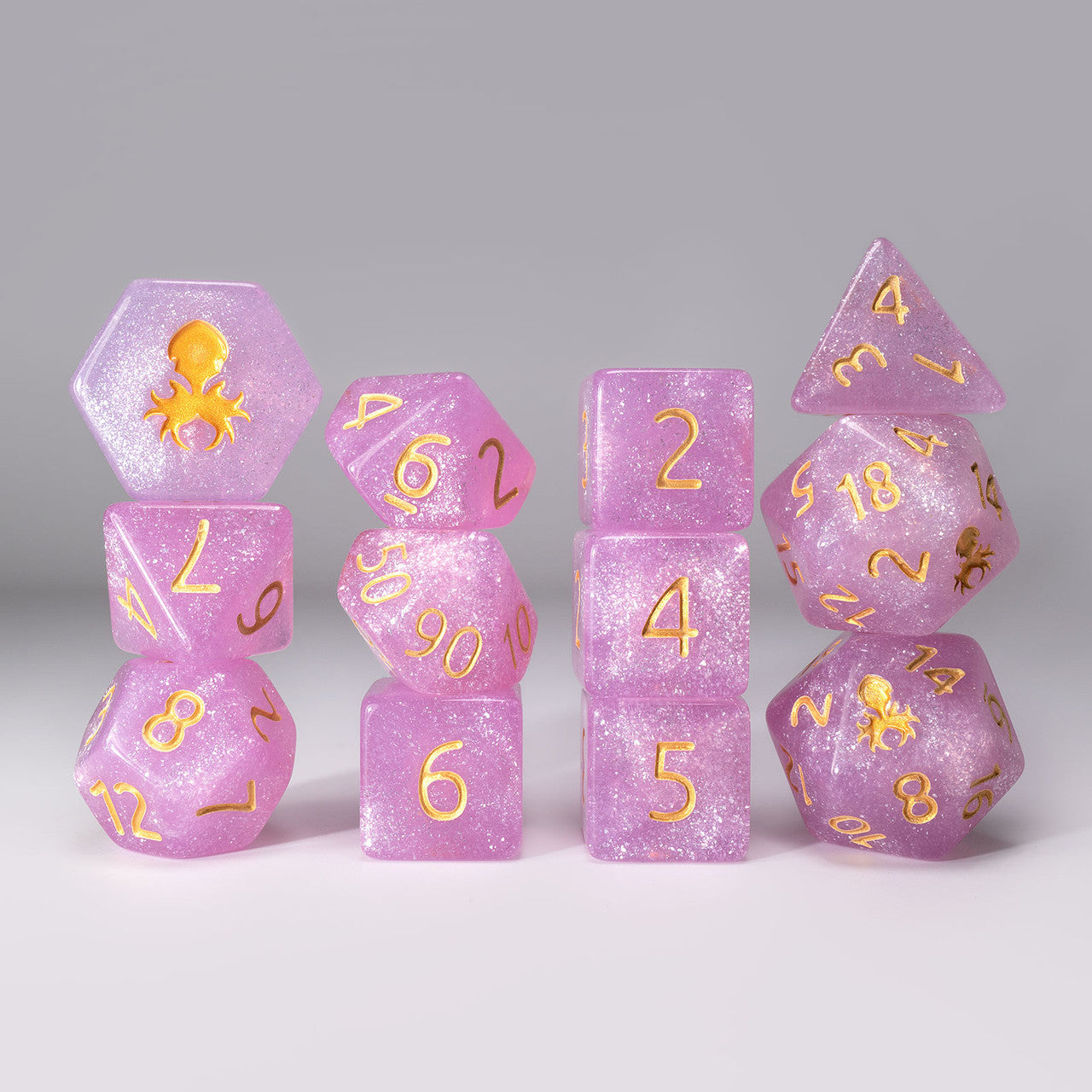 Begonia 12pc Glimmer RPG Dice Set with Gold Ink