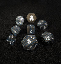 Blue and Black 8pc Wooden Dice set