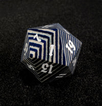 Blue and Gray 30mm Wooden D20