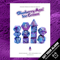 Blueberry Acai Ice Cream Dice 12pc RPG Dice Set  with Silver Ink