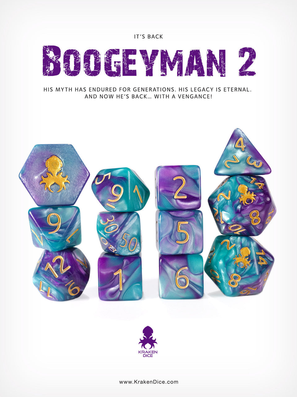 BoogeyMan 2 12pc RPG Dice Set with Gold Ink