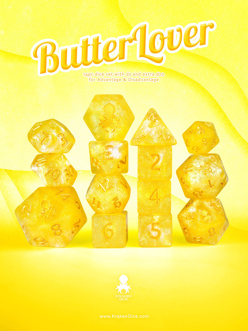 Butter Lover 14pc Dice Set Inked in Gold
