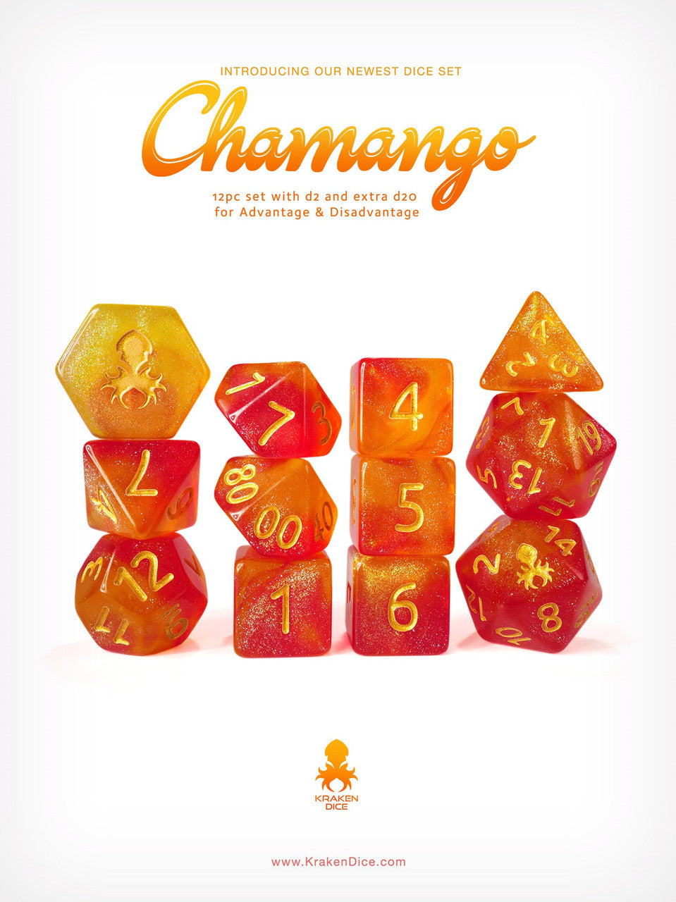 Kraken's Chamango Rock Candy 12pc Polyhedral Dice Set