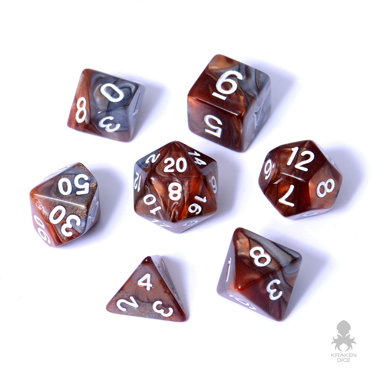 Copper Steel 7pc Fusion Dice Set For RPGs