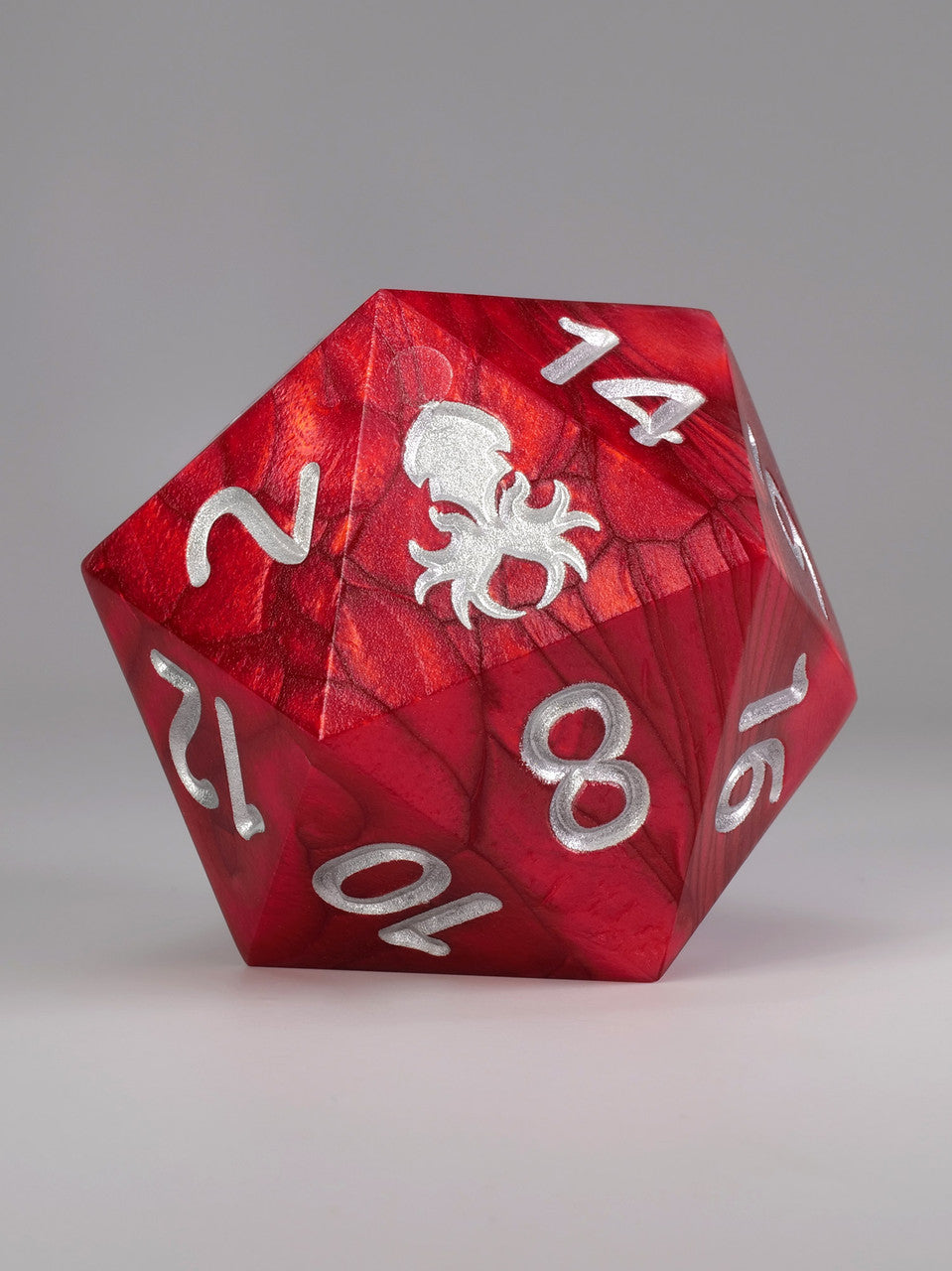 Red with Silver Ink Hand Polished Sharp Edge 55mm D20