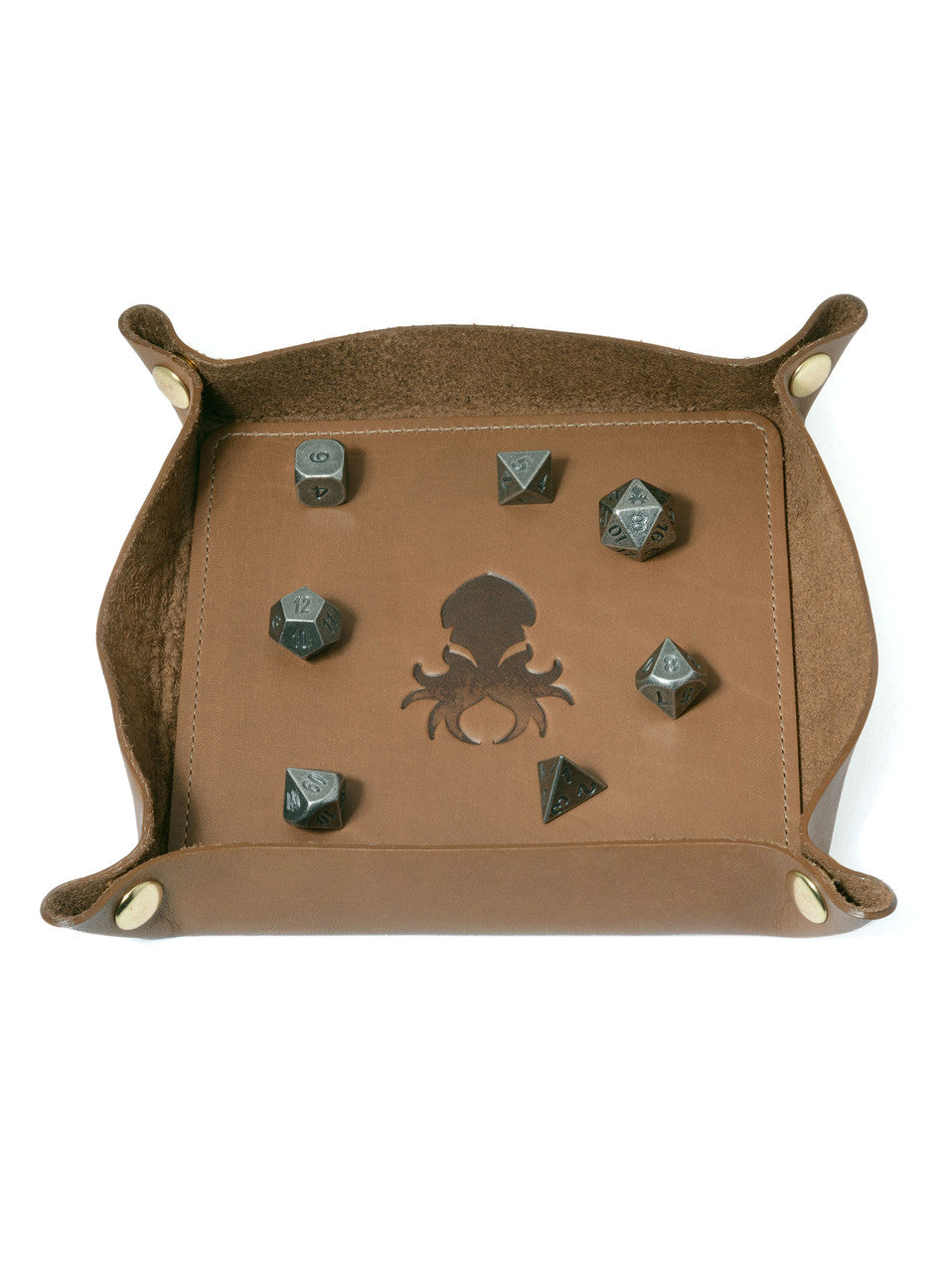 Leather Dice Tray In Caramel