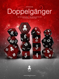 Doppelgänger Heat Reactive 14pc Dice Set inked in Silver