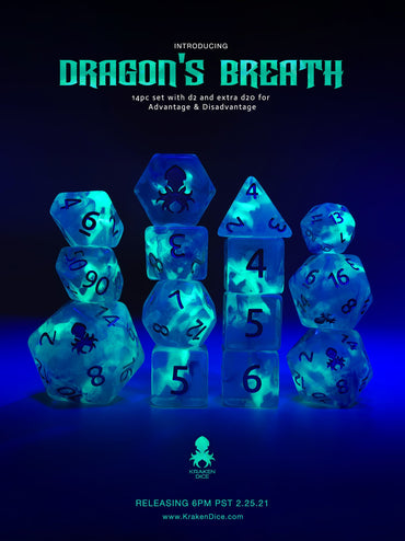 Dragon's Breath: Vapor Glow in the Dark 14pc Dice Set