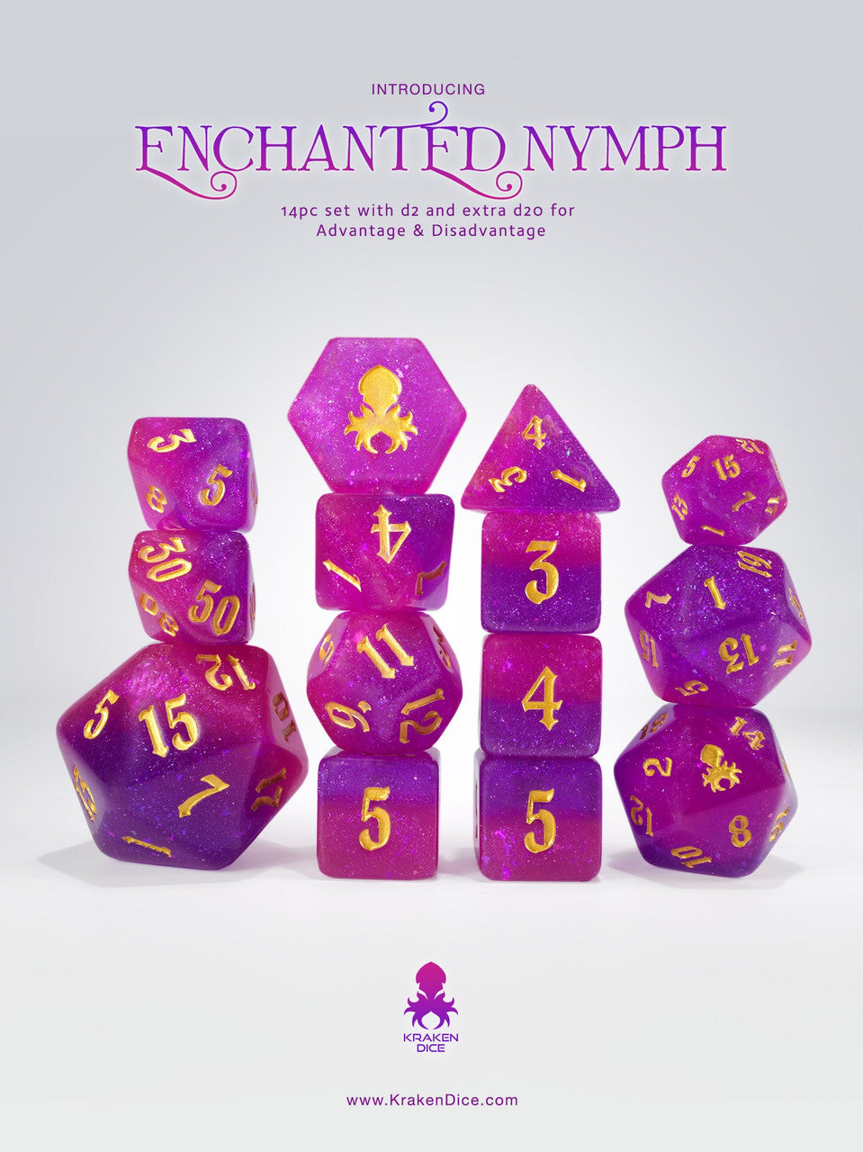 Enchanted Nymph 14pc - Limited Run - Gold Ink Dice Set