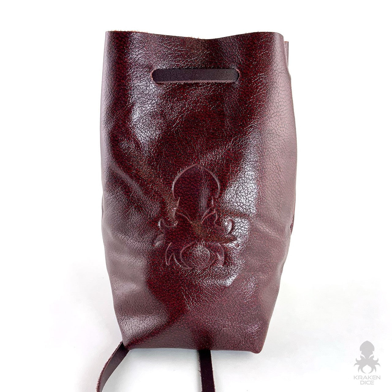 Freestanding Large Dice Bag In Oxblood Leather