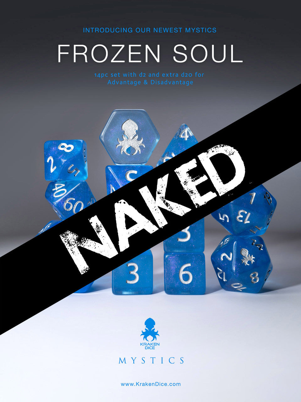 Frozen Soul 14pc Naked Dice Set With Kraken Logo
