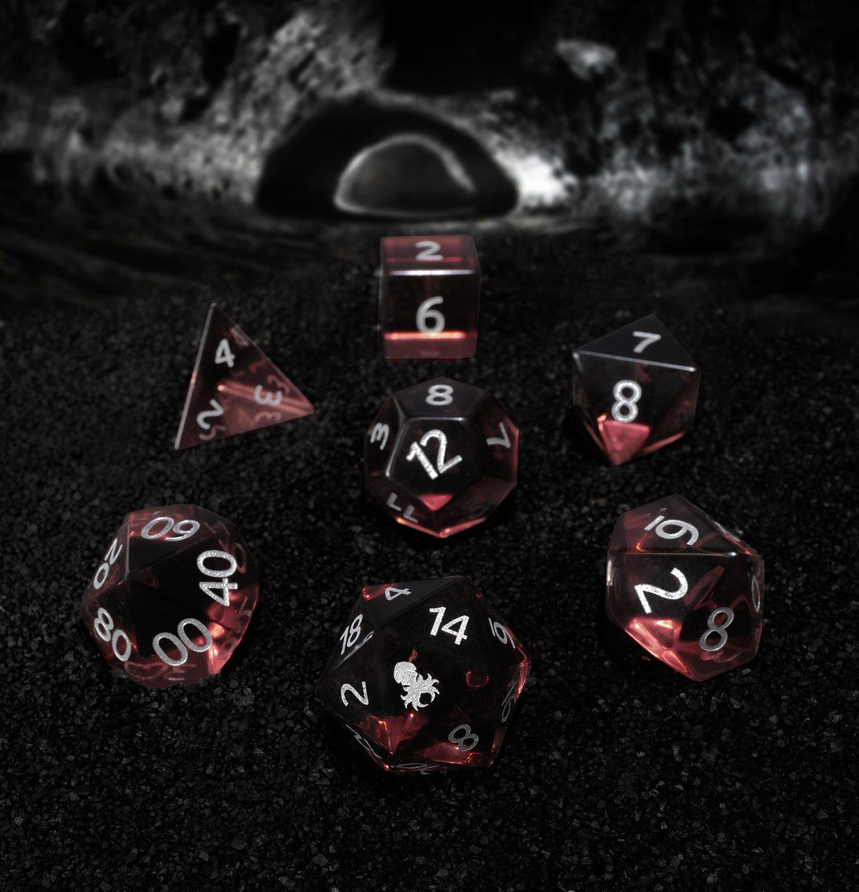 Garnet Glass Semi-precious Gemstone Dice Set