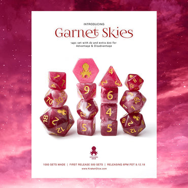 Garnet Skies 14pc Dice Set Inked in Gold