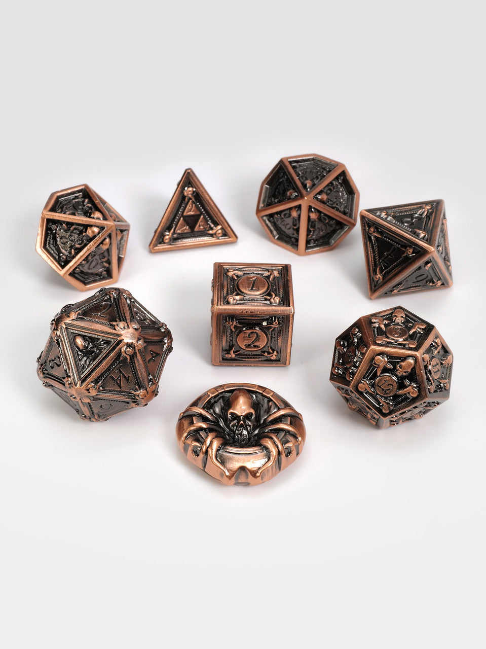 Geometric Horrors: Copper Golem's Eyes TTRPG Dice Set