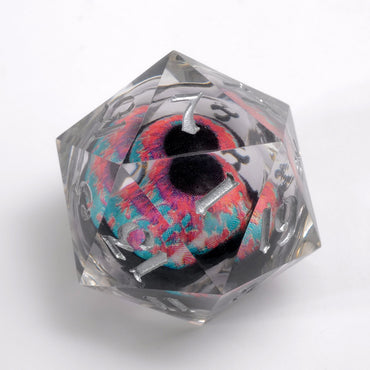 Goblin Eye: Pink Iris Single D20 w/ Silver Ink