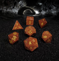 Red Goldstone Semi-Precious 7PC Glass Dice Set for RPGs