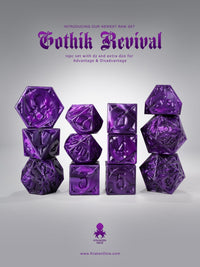 RAW Purple Gothik Revival  RPG 12pc Dice Set