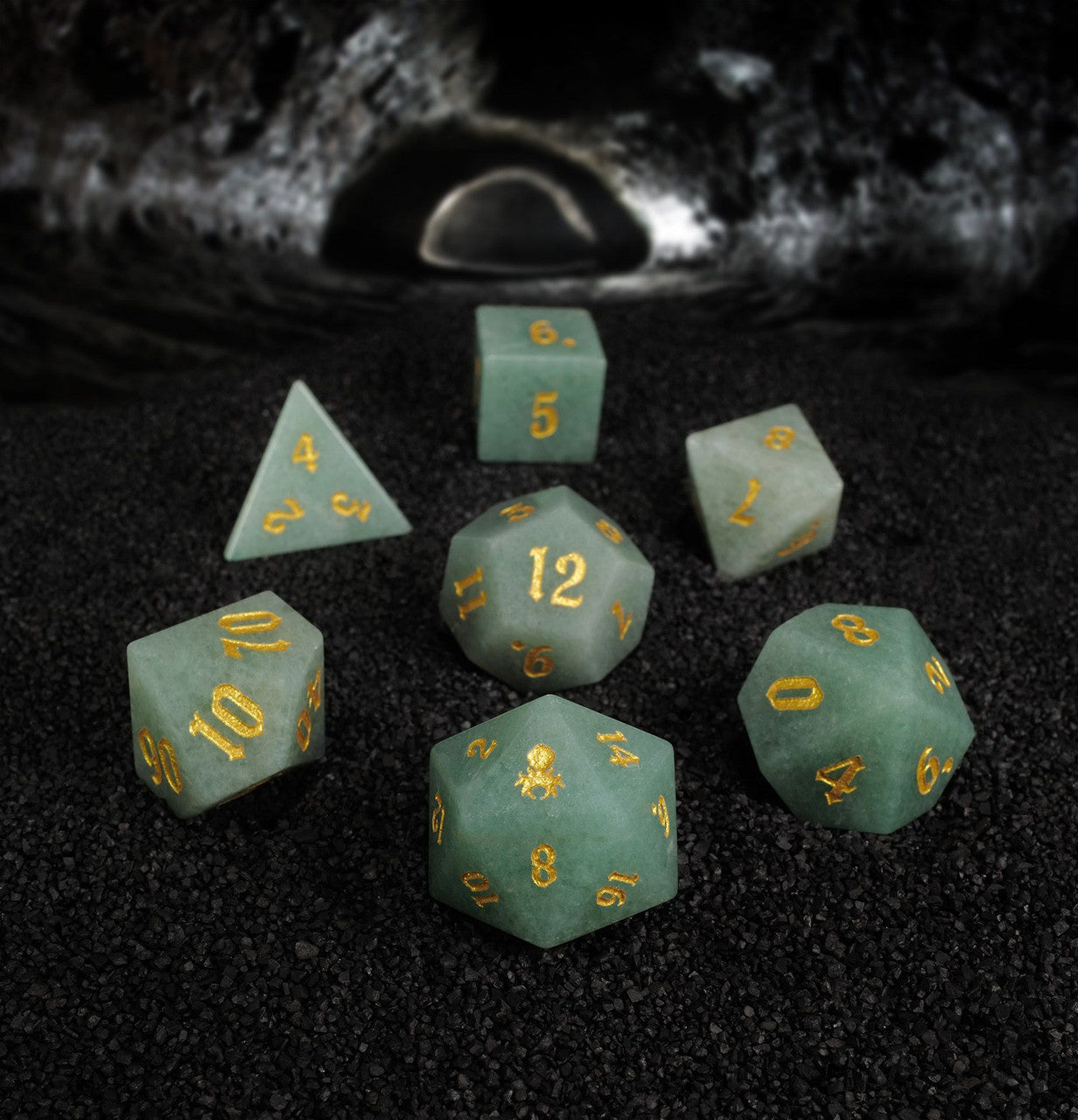 Green Aventurine Semi-precious 7PC Gemstone Dice Set