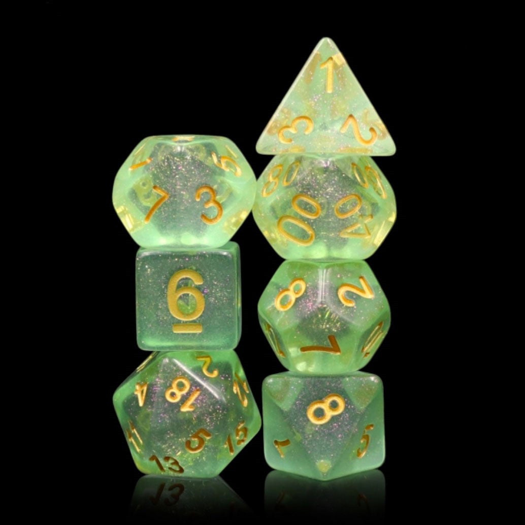 Green Iridescent 7pc Dice Set